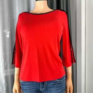 Carmen Marc Valvo, red & Black blouse size S